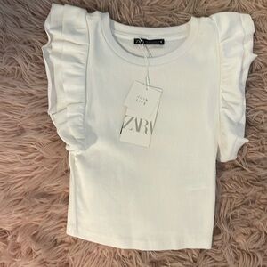Brand new Zara white tank top with ruffle sleeves